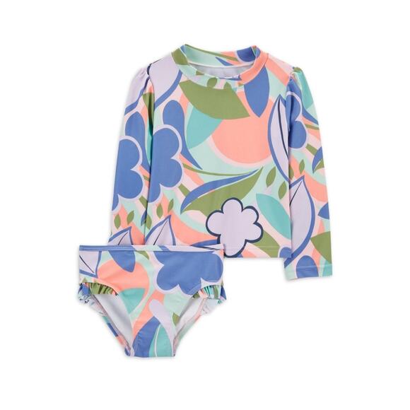 New toddler floral rashgaurd swim set size 2t - Picture 1 of 6
